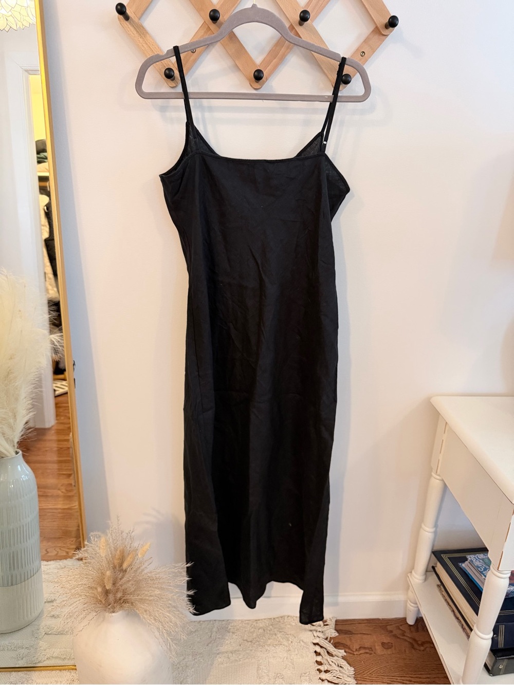 J. Crew Linen Black Slip Midi Dress - Picture 2 of 5